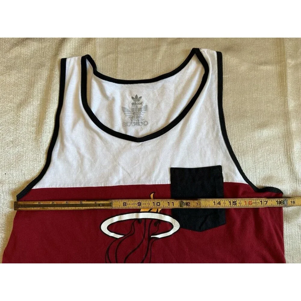 Vtg 90s Adidas Miami Heat Basketball Sleeveless Large Tank Top Shirt Color Block